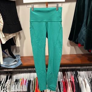 Lululemon Wunder train high rise tight leggings w pockets 25” cascadia green 4